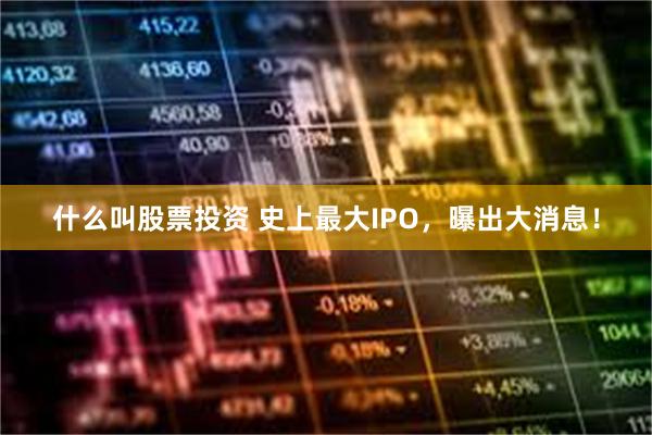什么叫股票投资 史上最大IPO，曝出大消息！